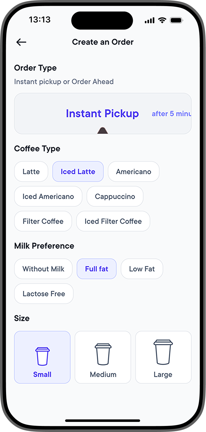 Choose Your Coffee and Order